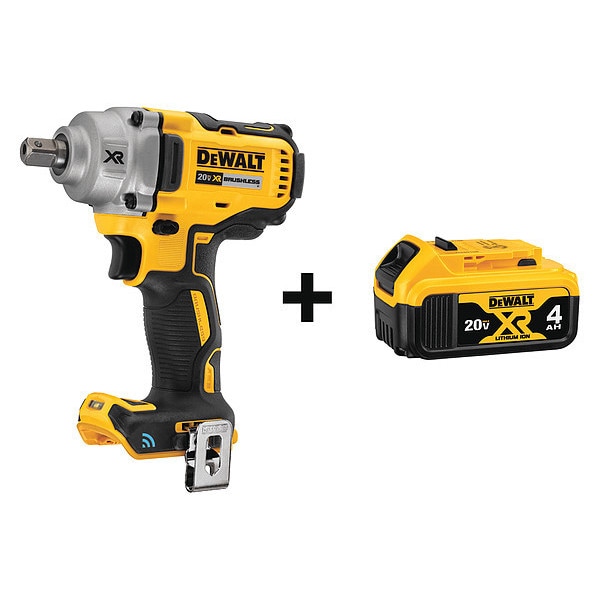 Dewalt Cordless Impact Wrench, Drive Size 1/2 in, 20 V, Includes Battery - DCF896HB/ DCB204