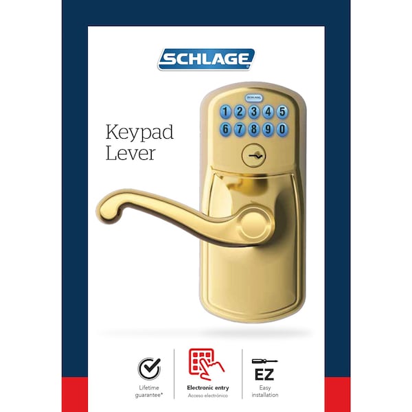 Schlage Schlage Bright Brass Steel Electronic Keypad Entry Lock - FE595VPLYFLA505