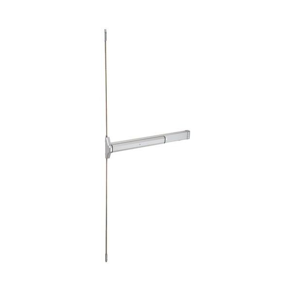 Global Door Controls STED Series Aluminum Grade 2 Storefront 48 in. Concealed Vertical Rod Narrow Stile Panic Exit Device w/ Mortise Cylinder - TH1100-STED48CVR-AL