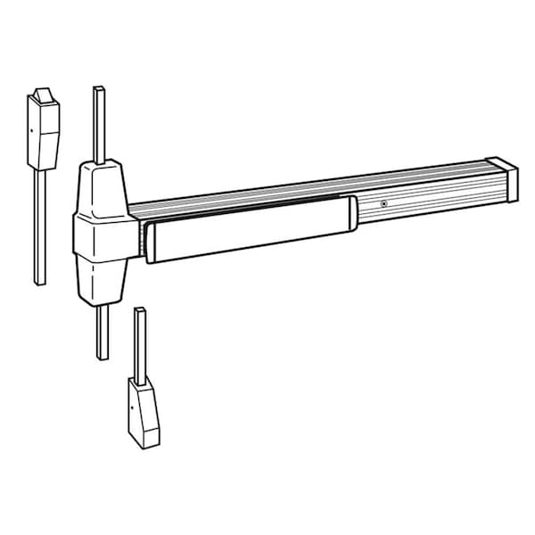 Von Duprin Grade 1 Surface Vertical Rod Exit Bar, Wide Stile Pushpad, 48-in Fire-rated Device, 84-in Door Heigh - 9927EO-F 4 26DAM
