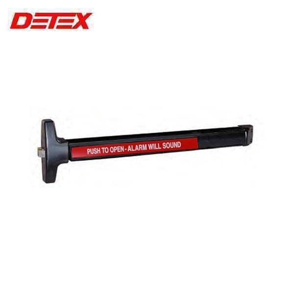 Detex Value Series Wide Stile Rim Exit Device, Cylinder Dogging, 99 Surface Strike, Battery Operated Alarm - DTX-V40-EB-CD-711-99-36