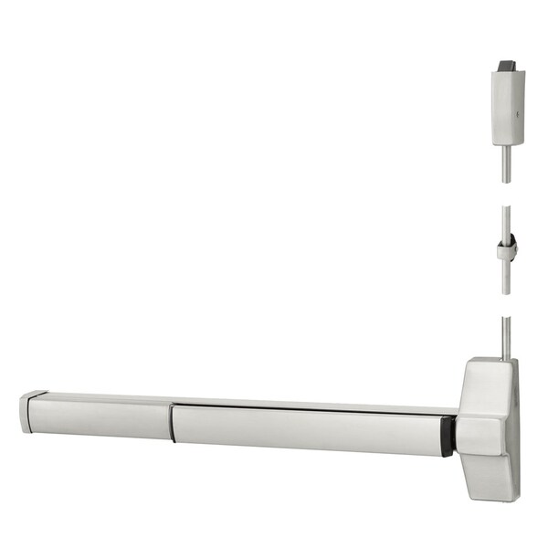 Corbin Russwin Surface Vertical Rod Exit Device, Less Bottom Rod, 36-in, Fire Rated, Satin Stainless Steel - ED5470B 630 M55