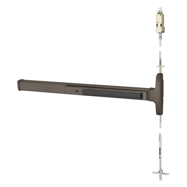 Sargent Grade 1 Concealed Vertical Rod Exit Device, Narrow Stile Pushpad, 36-in Device, Exit Only, Hex Key D - AD8410F LHR 10B