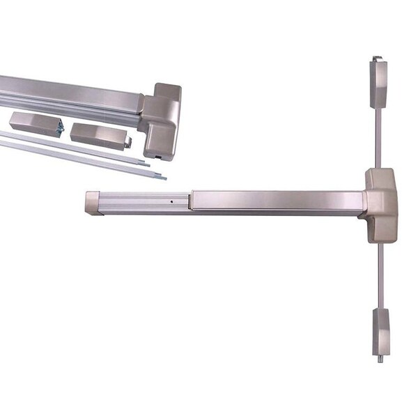 Design Hardware Grade 1 - 33 Heavy Duty, Surface Vertical Rod, Non-Fire Rated Exit Device, 32D Satin Stainless - DH-1000V-33-32D