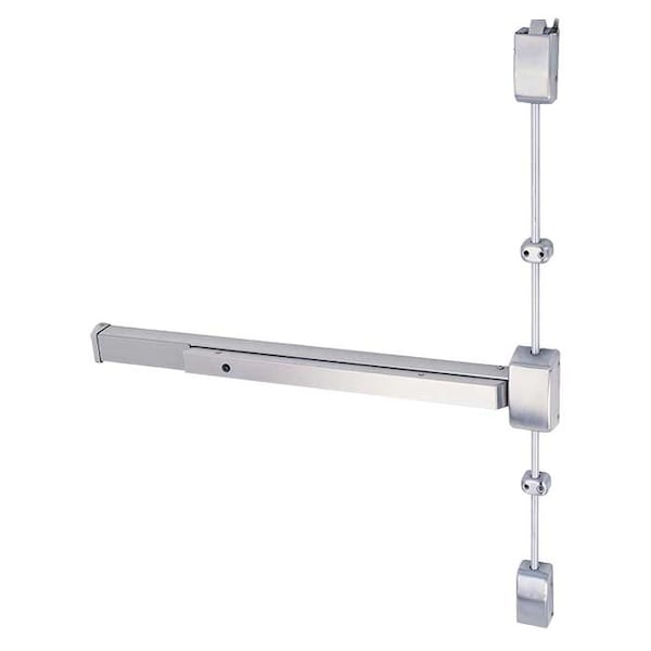 Cal-Royal Surface Vertical Rod Exit Device, 36 x 84 Inch, Exit Only, Aluminum, Left Hand Reverse LHR - 2260V3684-LHR-ALUM
