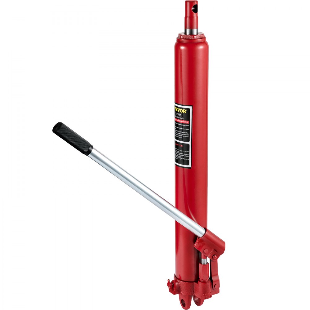 VEVOR Hydraulic Long Ram Jack, 3 Tons/6600 lbs Capacity, with Single Piston Pump and Clevis Base, Manual Cherry Picker w/Handle, for Garage/Shop Cranes, Engine Lift Hoist, Red - ZGYYQJDHSDG3TIWREV0