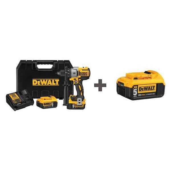 Dewalt 20V MAX* Drill Kit, 1/2 in, 20V DC, Battery Included Cordless Drill - DCD991P2 / DCB205