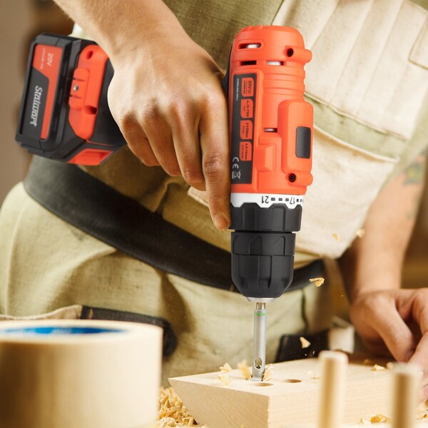 Stalwart 71-Piece Drill Set - 20V Cordless Drill with 21+1 Torque & Accessory Kit by Red, 71PK - 75-PT2019