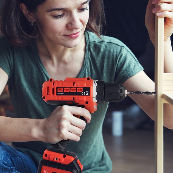 Stalwart 71-Piece Drill Set - 20V Cordless Drill with 21+1 Torque & Accessory Kit by Red, 71PK - 75-PT2019