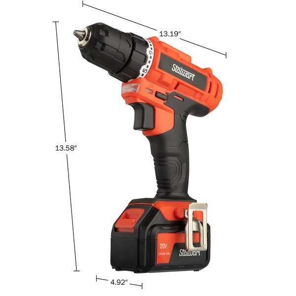 Stalwart 71-Piece Drill Set - 20V Cordless Drill with 21+1 Torque & Accessory Kit by Red, 71PK - 75-PT2019