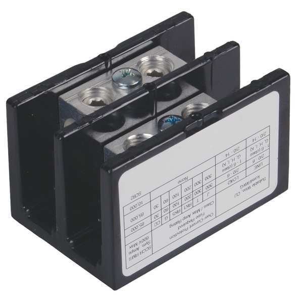 Square D Pwr Dist Block, 175A, 2P, 2/0-14 AWG, 600VAC - 9080LBA262101