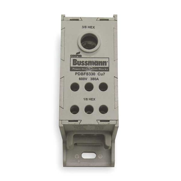 Eaton Bussmann Pwr Dist Block, 380A, 1P, 6P Secondary, 600V - PDBFS330