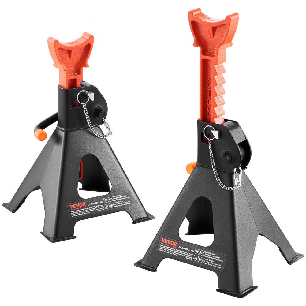 VEVOR Jack Stands, 3 Ton (6,000 lbs) Capacity Car Jack Stands Double Locking, 10.8-16.3 inch Adjustable Height, for lifting SUV, Pickup Truck, Car and UTV/ATV, Red, 1 Pair - QJDZJD232VS4UUUBUV0