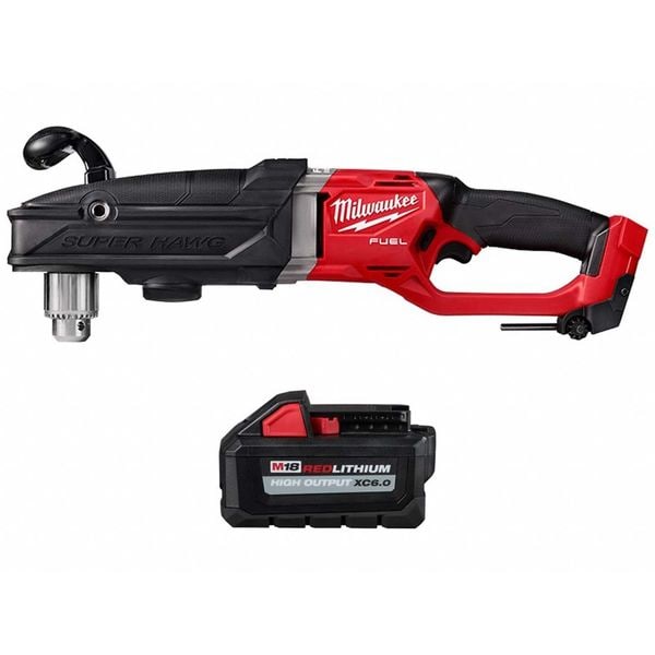 Milwaukee Tool Drill and Battery, 1/2 in, 18V DC - 2809-20, 48-11-1865