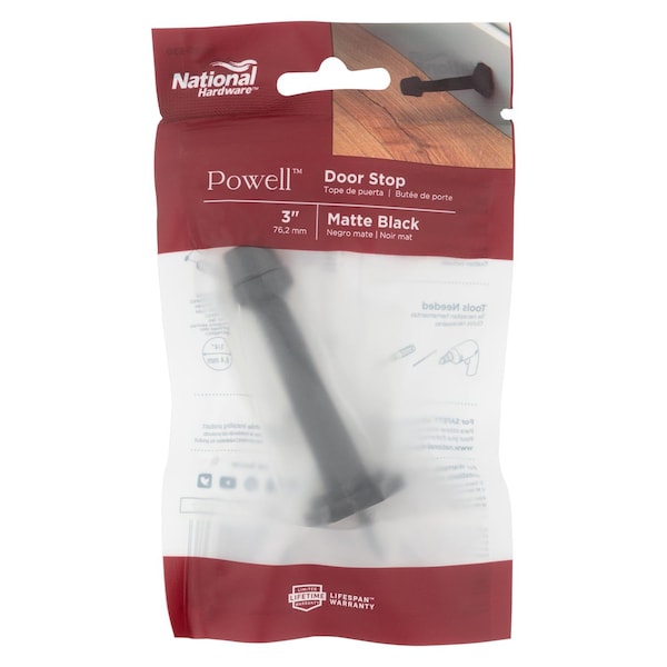 National Hardware National Hardware Powell 5/8 in. W X 3-19/32 in. L Zinc Matte Black Door Stop Mounts to door and wal - N830-530