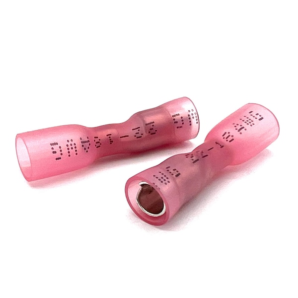 Boltsandnuts.Com 50 Pieces Red Heat Shrink Marine Grade Female Bullet Connectors, AWG 22-18, 50PK - EL-2218-FBULLET-HSR-50