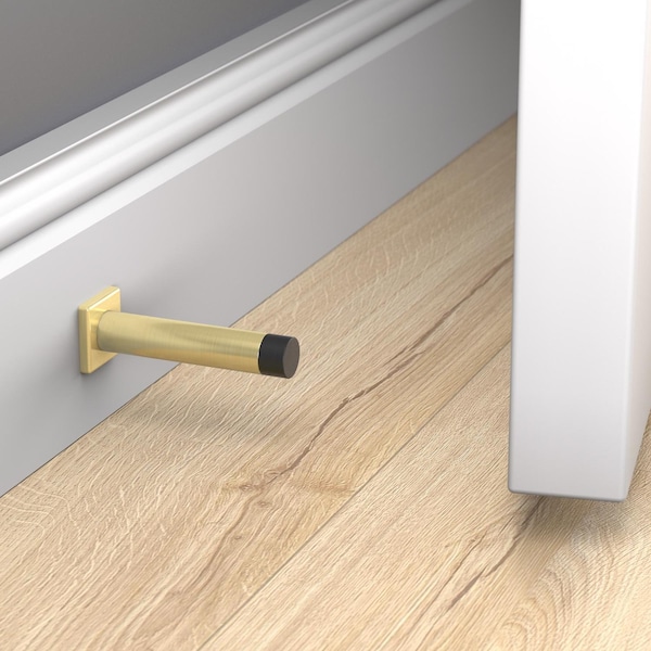 National Hardware National Hardware Reed 1 in. W X 3 in. L Aluminum Brushed Gold Door Stop Mounts to door and wall - N830-528