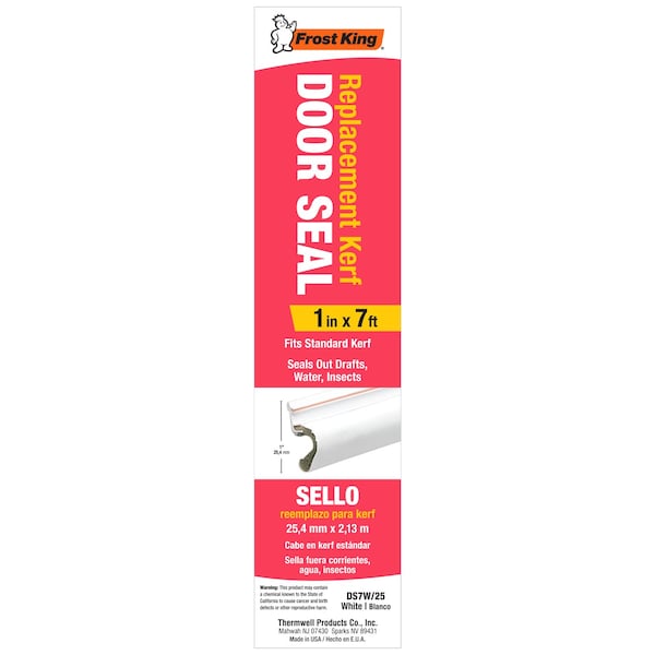 Frost King Frost King White Plastic Weather Seal For Doors 7 ft. L X 1 in. - DS7W/25