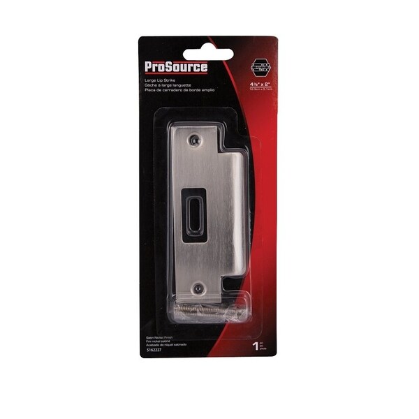 Prosource Strike Plate, 4-7/8 in L, 2 in W, Steel, Brushed Nickel - HSH-006BN-PS