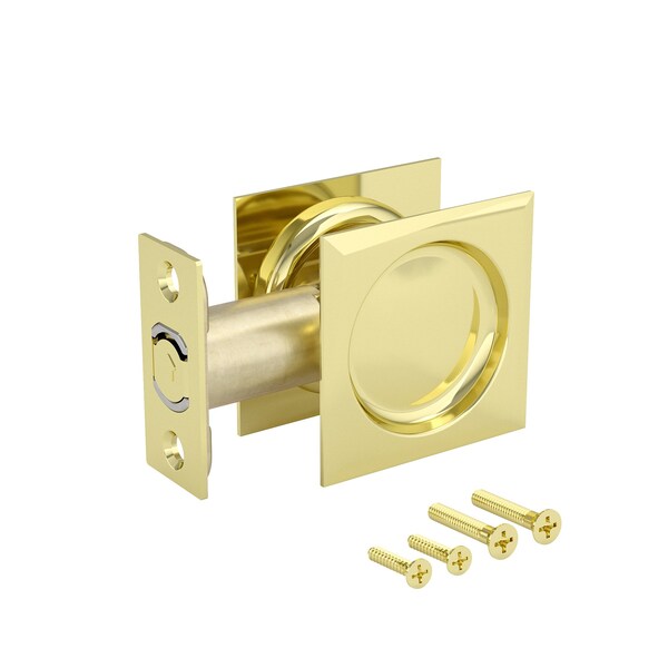 Richelieu 2 716inch 62 mm Square Pocket Door Passage Pull, Bright Brass - 17SBB10