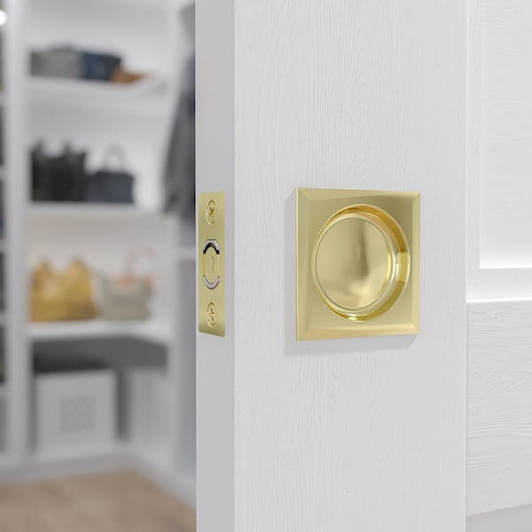 Richelieu 2 716inch 62 mm Square Pocket Door Passage Pull, Bright Brass - 17SBB10