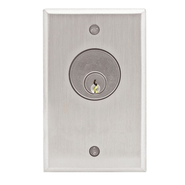 Camden Single Gang Key Switch, 12/24 VAC/DC, SPDT Switch, N/O and N/C, Momentary, Aluminum Finish - CM-1120