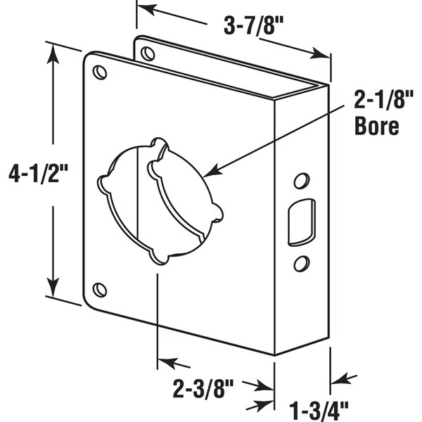 Prime-Line Brass Lock and Door Reinforcement Plate for 1-3/4 In. Thick Doors, Brass Finish Single Pack - U 9556