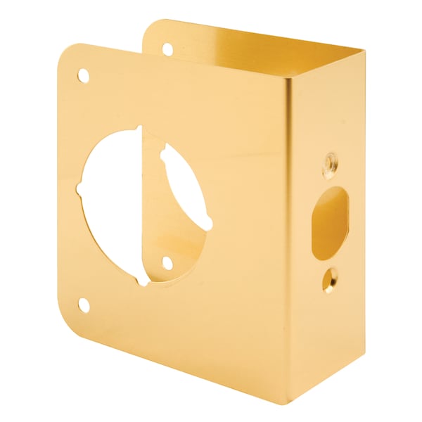 Prime-Line Brass Lock and Door Reinforcement Plate for 1-3/4 In. Thick Doors, Brass Finish Single Pack - U 9556