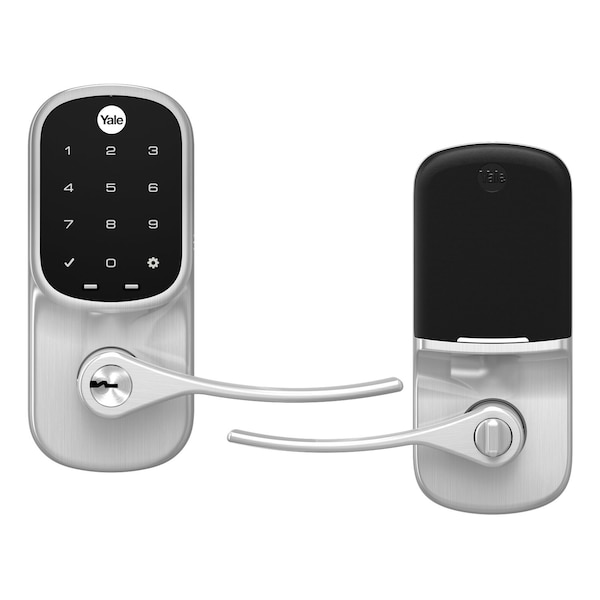 Yale Real Living Standalone Assure Lever Touchscreen Keyed Entry Lock with Kwikset Keyway Satin Nickel Finish - YRL226NR619
