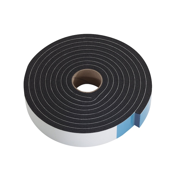 Zoro Select Foam Tape, 10 ft., Black, Sponge, Sold As: Roll - 5MFG7