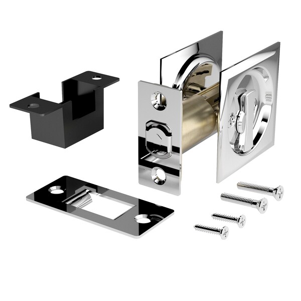 Richelieu 2 716inch 62 mm Square Pocket Door Privacy Pull, Chrome - 17SC42