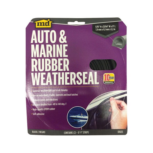 M-D Building Products M-D Building Products Black Rubber Weatherstrip For Auto and Marine 204 in. L X 0.31 in. - 01025