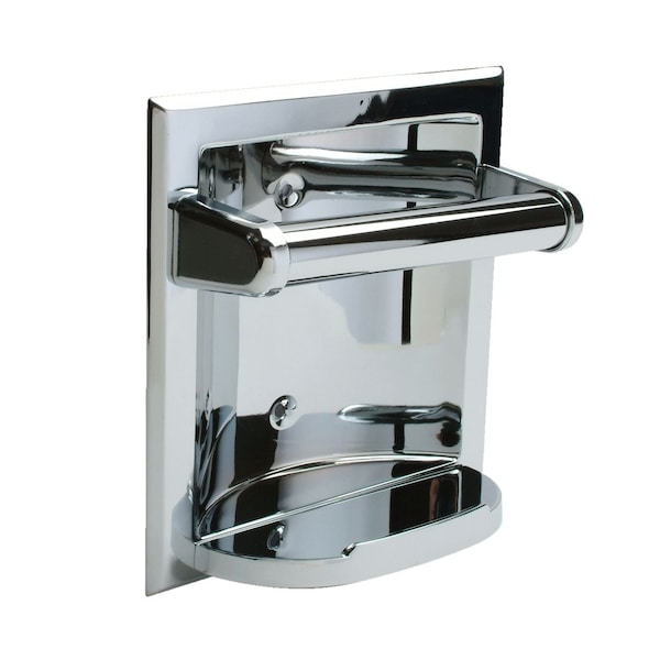 Pamex Recessed Fixtures Shallow Recessed Soap Holder and Grab Bright Chrome Finish - BC2CP63