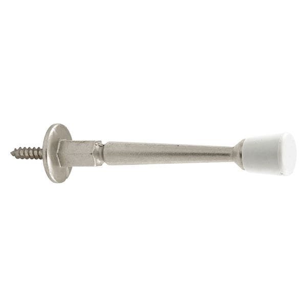 Primeline Tools Rigid Door Stop, 3 in., Diecast, Satin Nickel, Rubber Tip, Baseboard (5 Pack) - MP10118-5