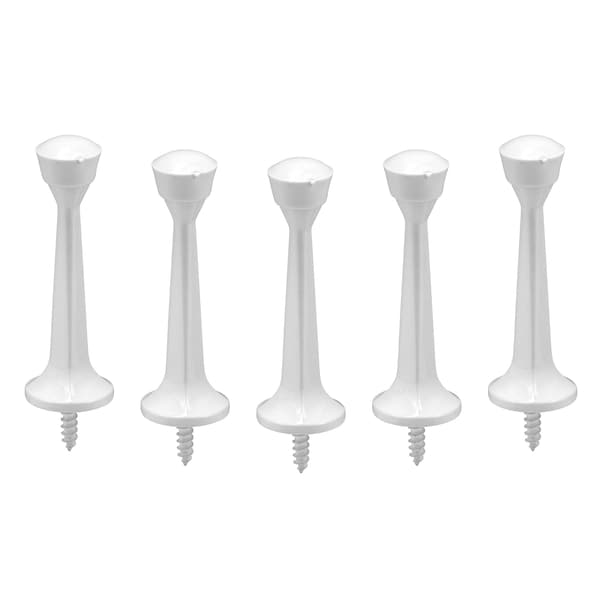 Prime-Line Rigid Door Stop, 2-7/8 in. Reach, Diecast Construction, White Finish, Baseboard Mount 5 Pack - MP10237-5