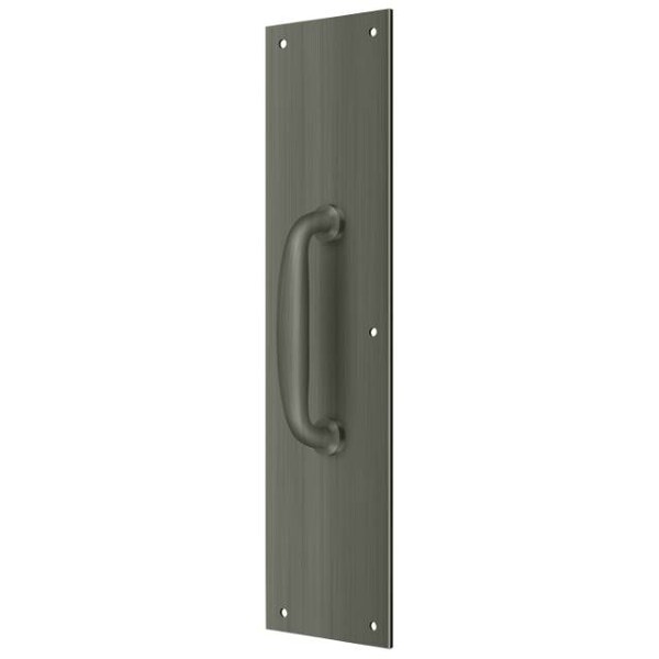 Deltana Push Plate With Handle 3-1/2" X 15 " - Handle 5 1/2" Antique Nickel - PPH55U15A