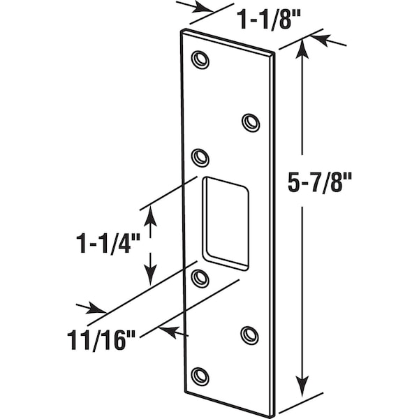 Prime-Line Maximum Security Deadbolt Strike 1-1/8 x 5-7/8 in. with Screws Satin Nickel Finish (Single Pack) - U 11122