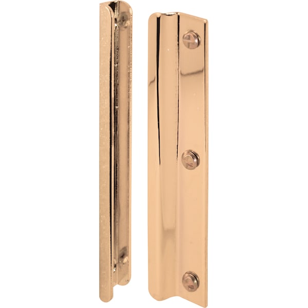 Prime-Line 6 in. Bright Brass, Steel Constructed Latch Shield, For Swing-In Doors Single Pack - U 9512