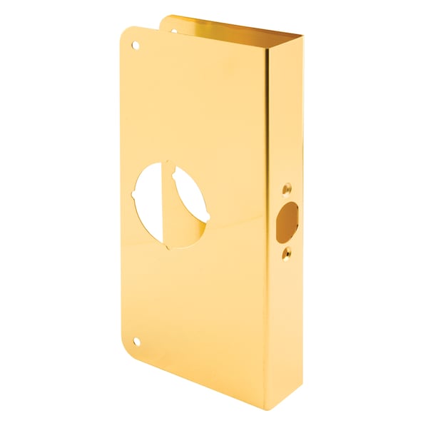 Prime-Line Brass Lock and Door Reinforcement Plate for 1-3/8 In. Thick Doors, Brass Finish Single Pack - U 9549