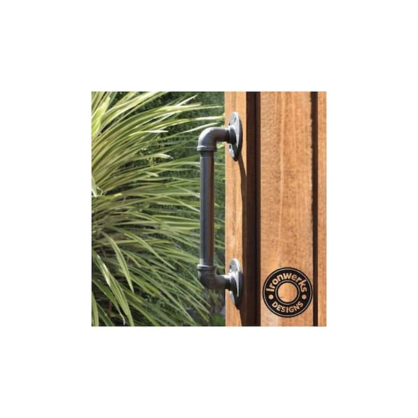 Ironwerks Designs 8" Black/Grey Industrial Vintage Pipe Door And Drawer Handle - IW-8INCH-BDOR
