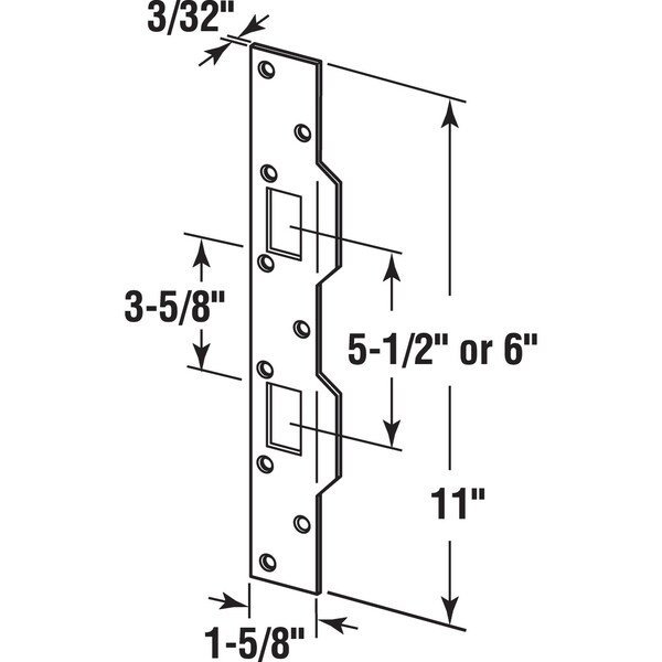 Prime-Line Door Strike, 5-1/2 in., Hole Center, Matte Black Finish (Single Pack) - U 11452