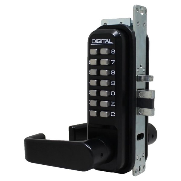 Lockey Usa Mechanical Keyless Mortised Latch, Single Sided, Jet Black - 2985JBMG