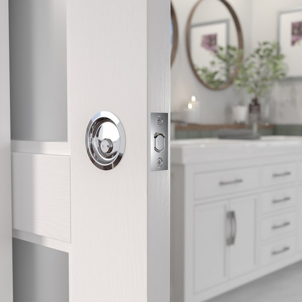 Richelieu 2 716inch 62 mm Round Pocket Door Privacy Pull, Chrome - 17RC42