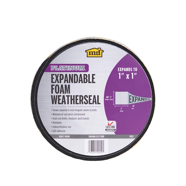 M-D Building Products PLATINUM Black Foam Weatherseal For Gaps and Openings 156 in. L X 1 in. - 52052