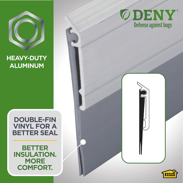 M-D Building Products 36 in. Silver Aluminum and Vinyl DENY Heavy-duty Screw-on Door Sweep - 40719
