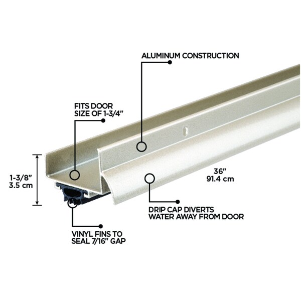M-D Building Products 36 in. Satin Nickel Aluminum U-Shape Screw-on Under Door Seal - 49000