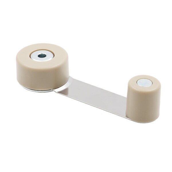 Prime-Line Door Stop w/ Door Retainer on Pivoting Arm, Tan, w/Adhesive Back, For 1-3/4 in. Thick Door 1 Set - U 101116