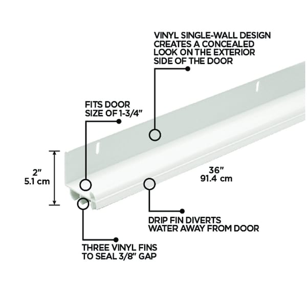 M-D Building Products 36 in. White Vinyl L-Shape Screw-on Under Door Seal - 78907