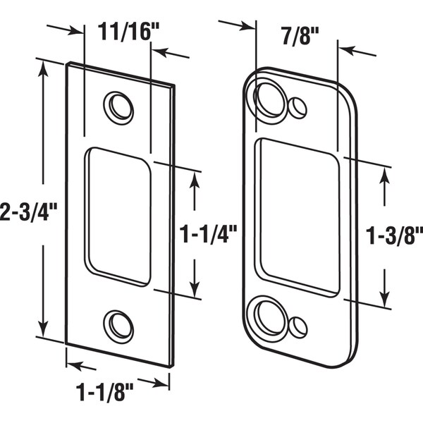 Prime-Line Prime-Line 2.75 in. H X 1.125 in. L Bronze Brown Steel Latch Strike Plate - E 2482