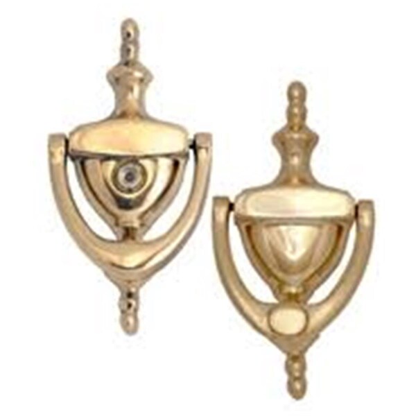 Camp Usa 6 in. Lifetime Polished Brass Traditional Door Knocker with Eyeviewer - CA2531826